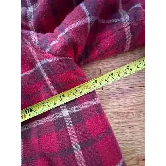 Vintage Insulated Red Flannel Jacket w Hood Fall adventure granola girl l SZ XL - Picture 4 of 8